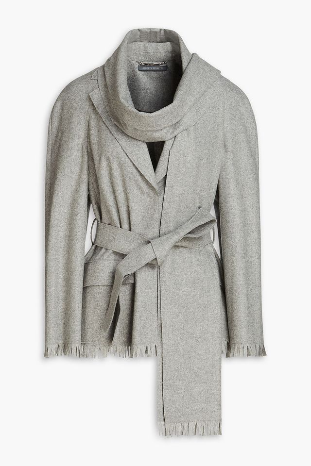 Fringed draped wool-blend felt blazer