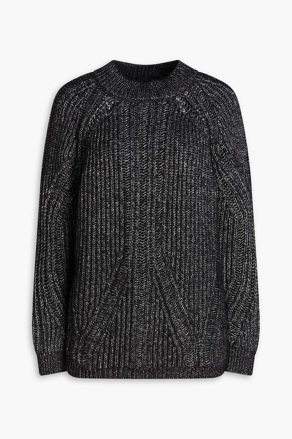 Alberta Ferretti Metallic Ribbed-knit Sweater In Black