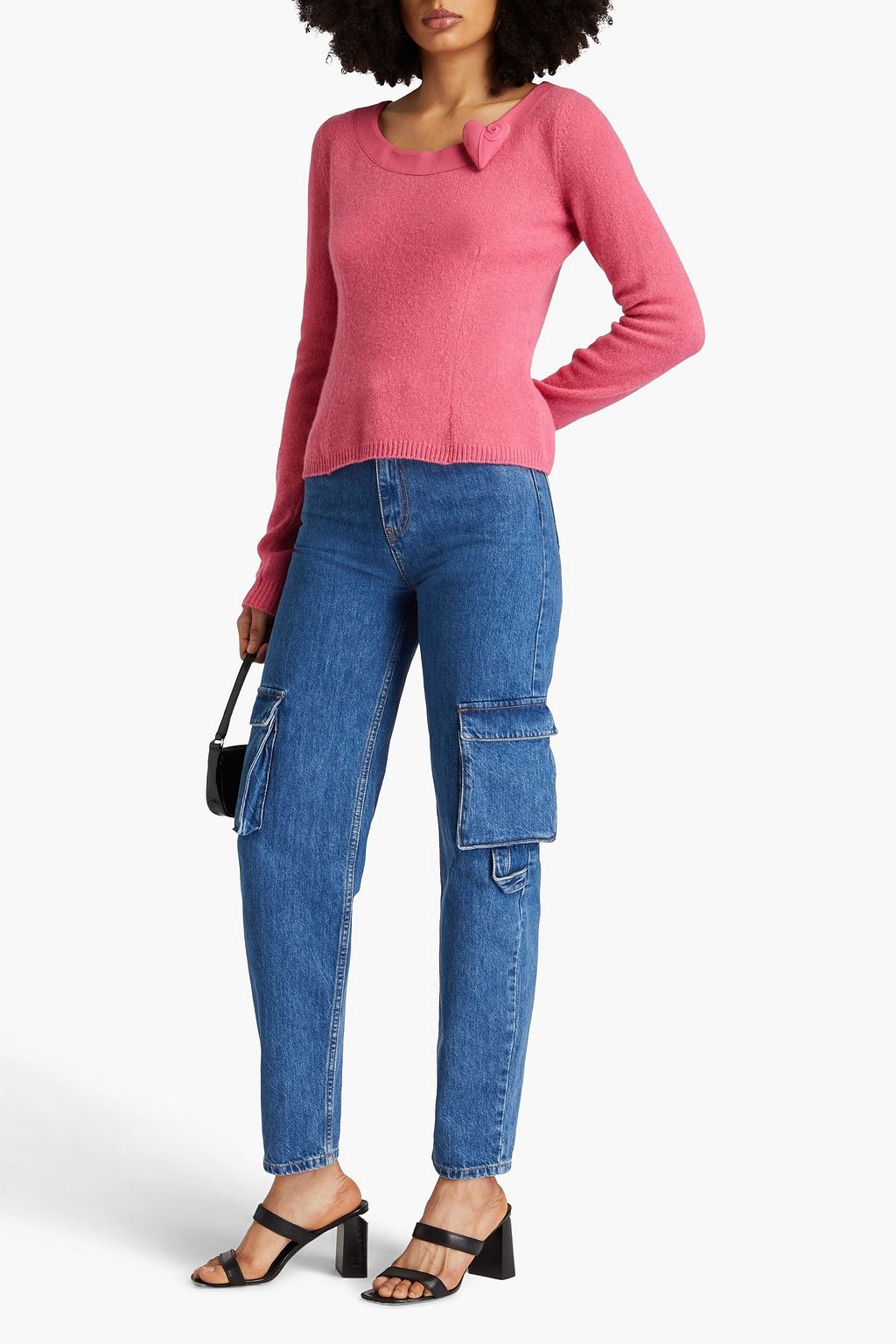 MOSCHINO Appliquéd cashmere and wool-blend sweater
