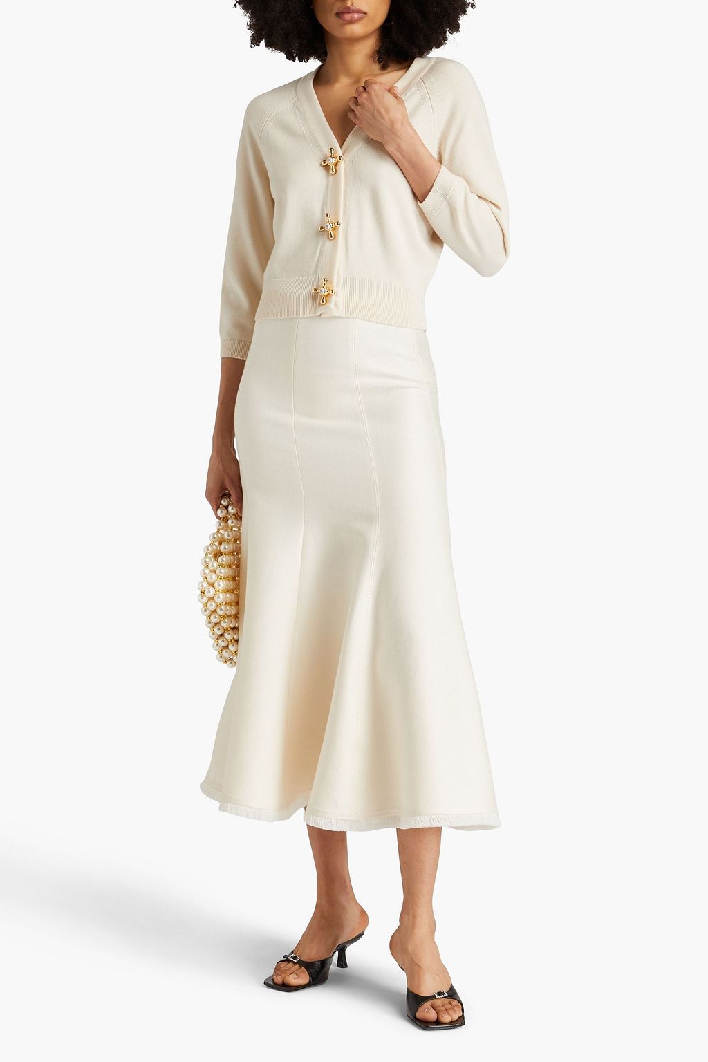 MOSCHINO Button-embellished wool cardigan
