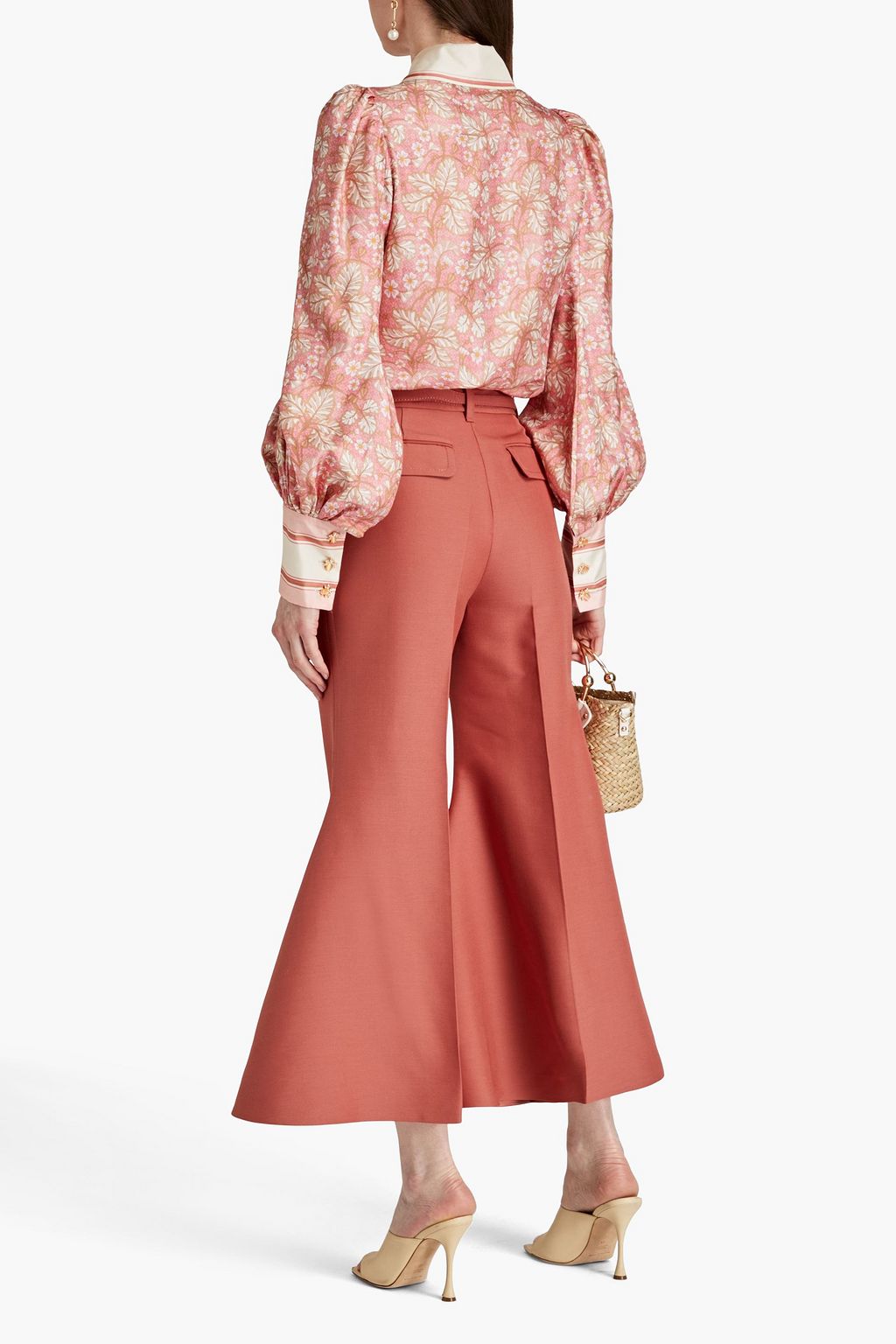 ZIMMERMANN Embellished floral-print silk-twill shirt
