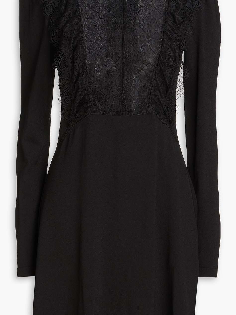 lace-paneled stretch-knit mini dress