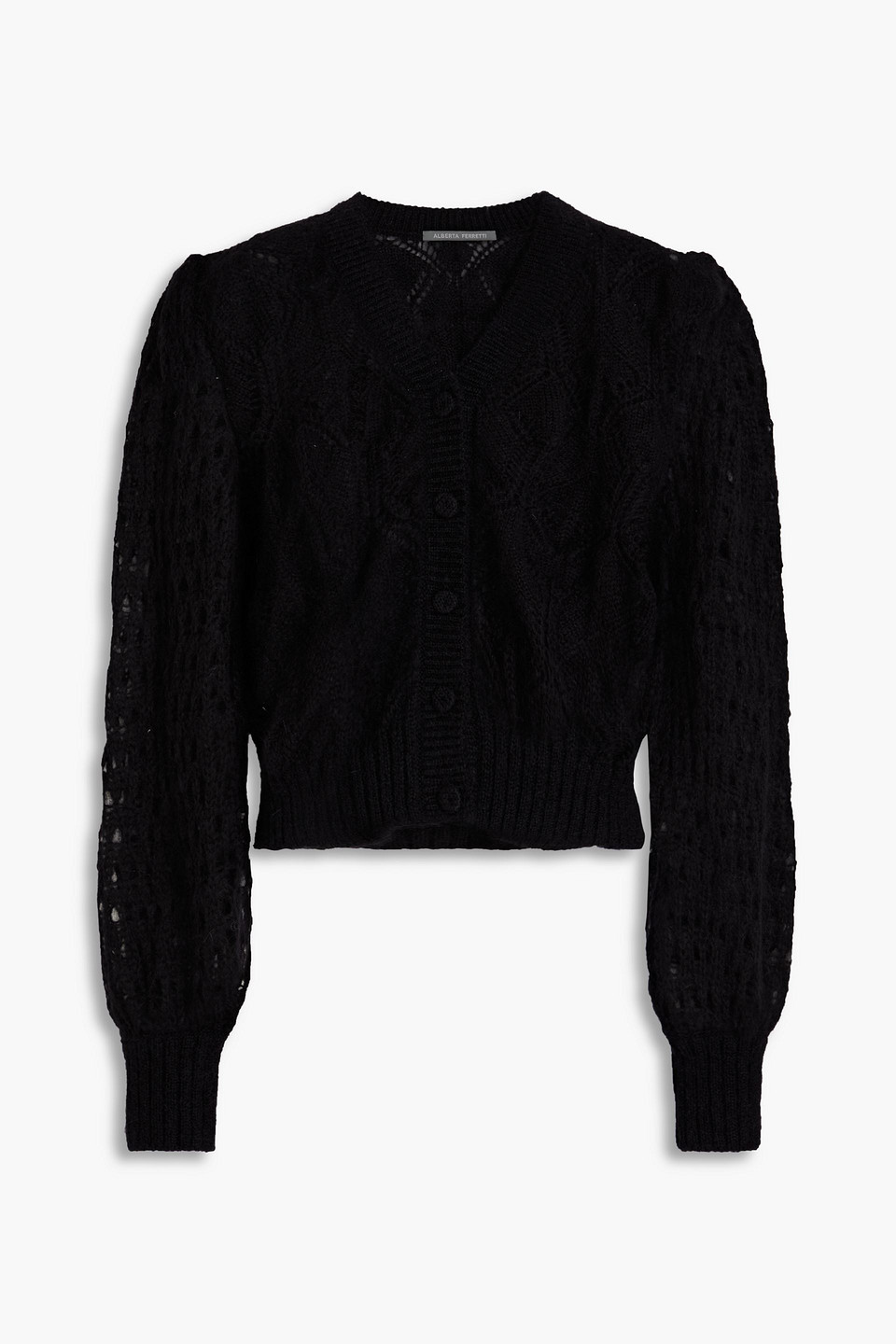 Alberta Ferretti Open-knit Mohair-blend Cardigan In Black