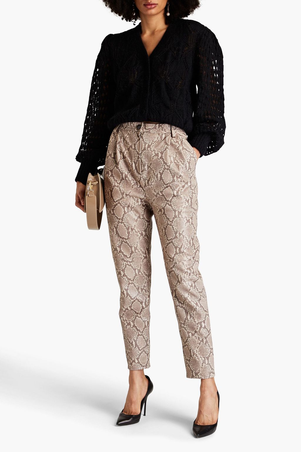 ALBERTA FERRETTI Open-knit mohair-blend cardigan