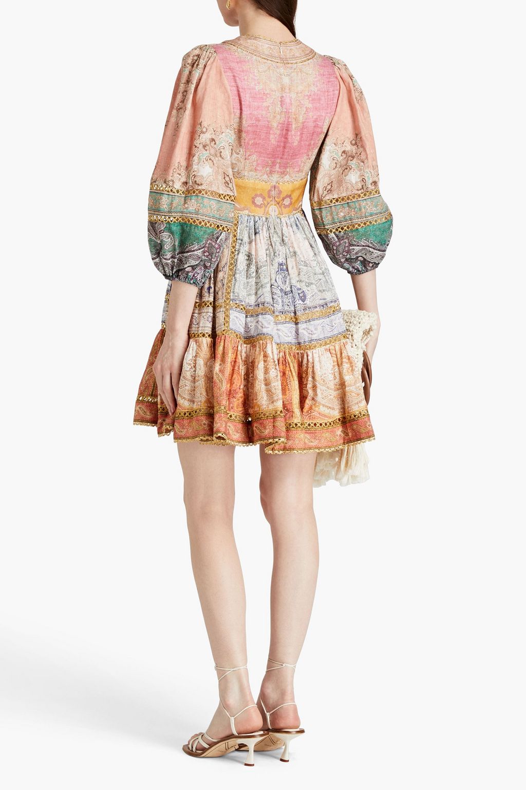 ZIMMERMANN Gathered paisley-print linen mini dress