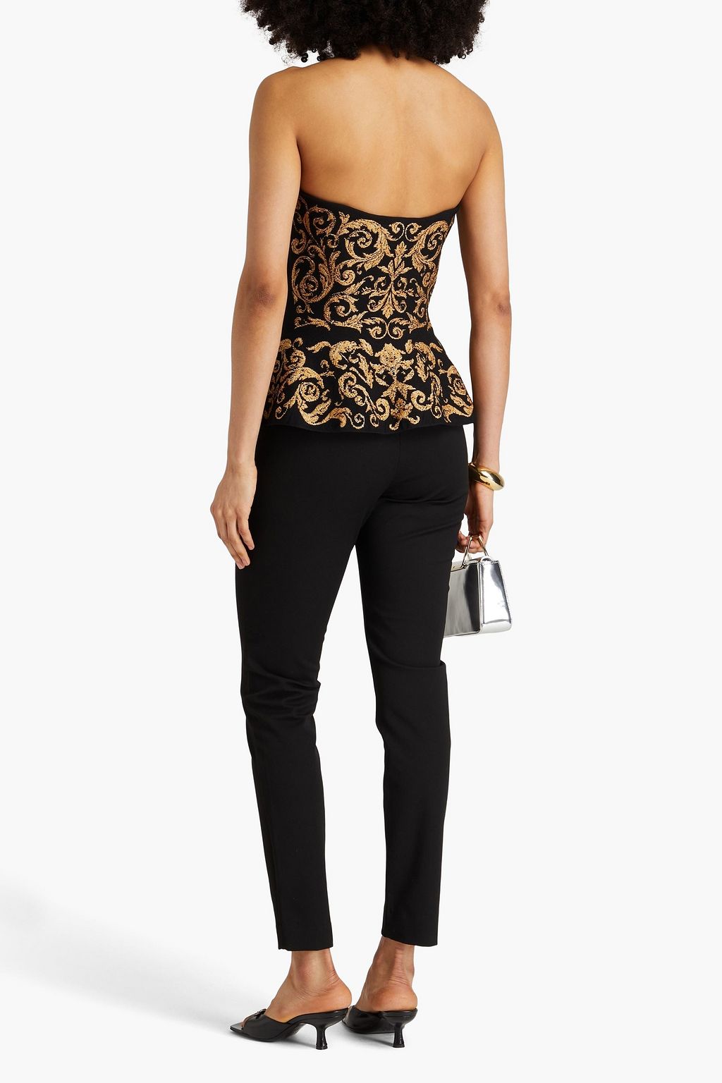 MOSCHINO Flared jacquard bustier top