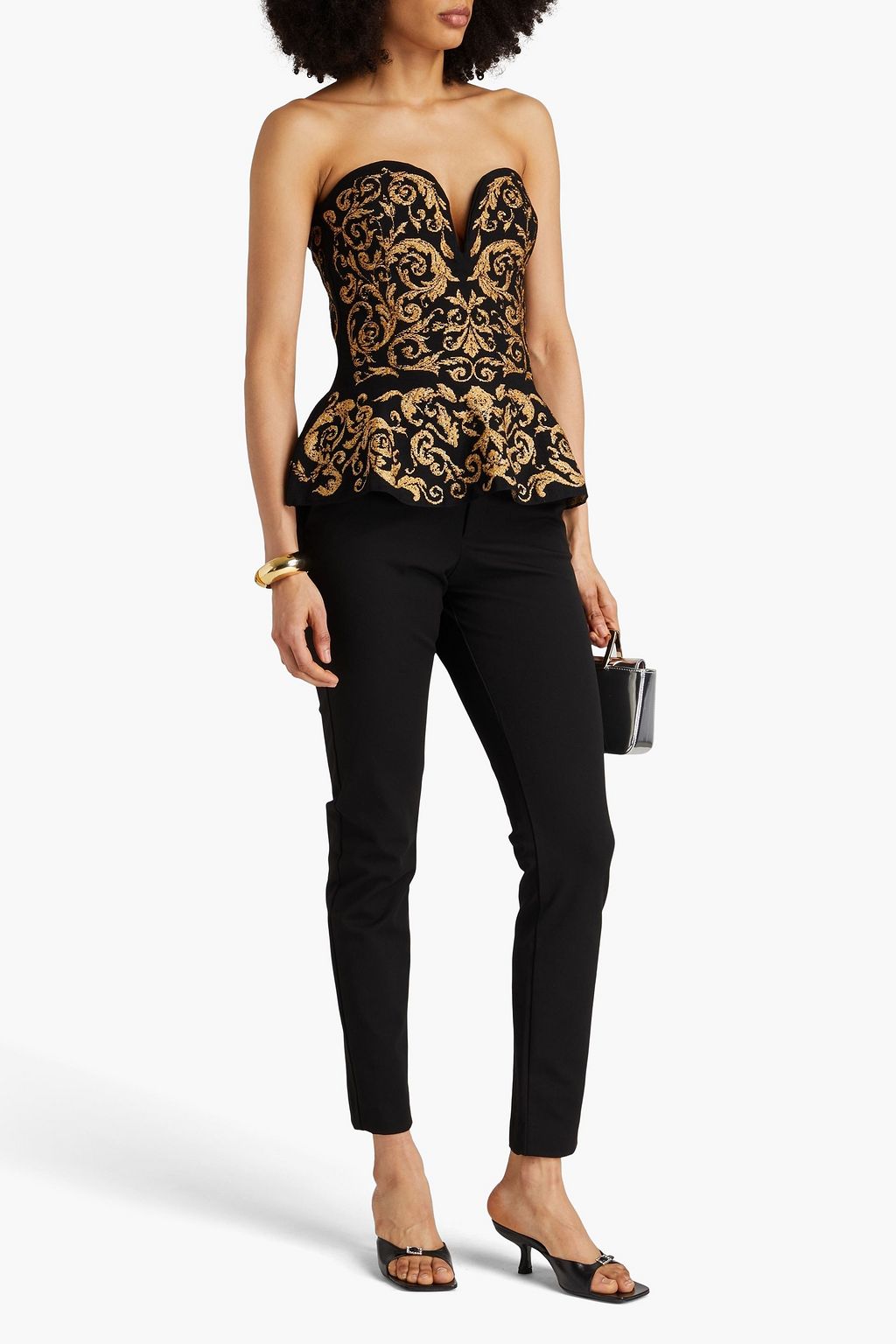 MOSCHINO Flared jacquard bustier top