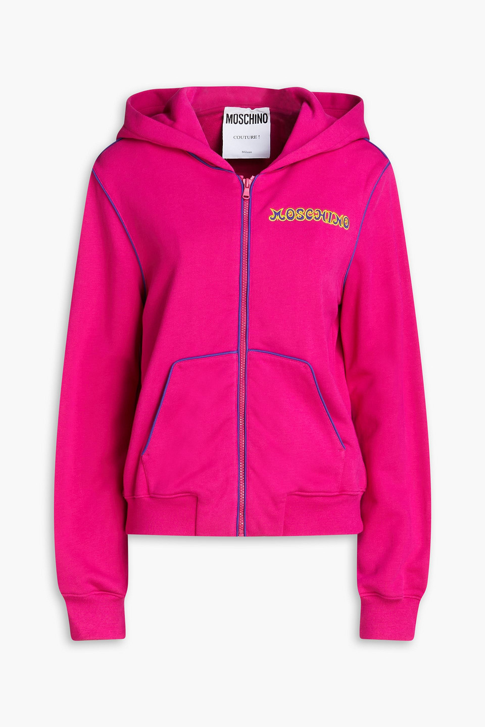 Embroidered French cotton-terry hoodie