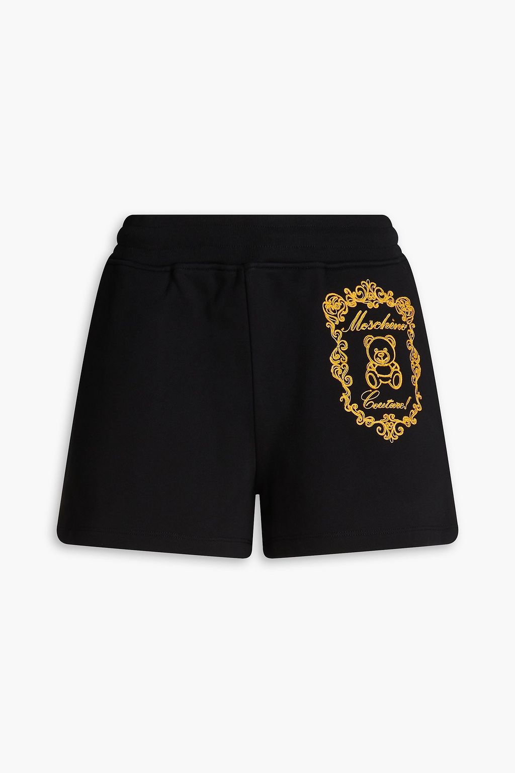 MOSCHINO Embroidered French cotton terry shorts THE OUTNET