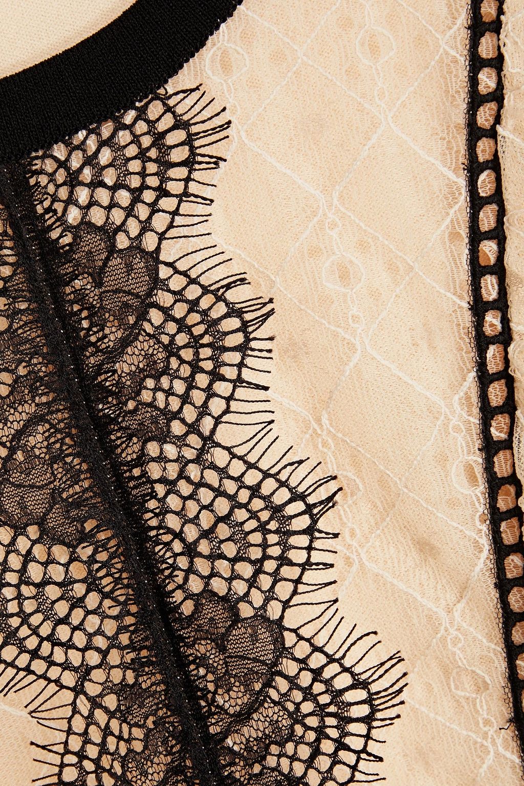 ALBERTA FERRETTI Ruffled lace and stretch-knit top