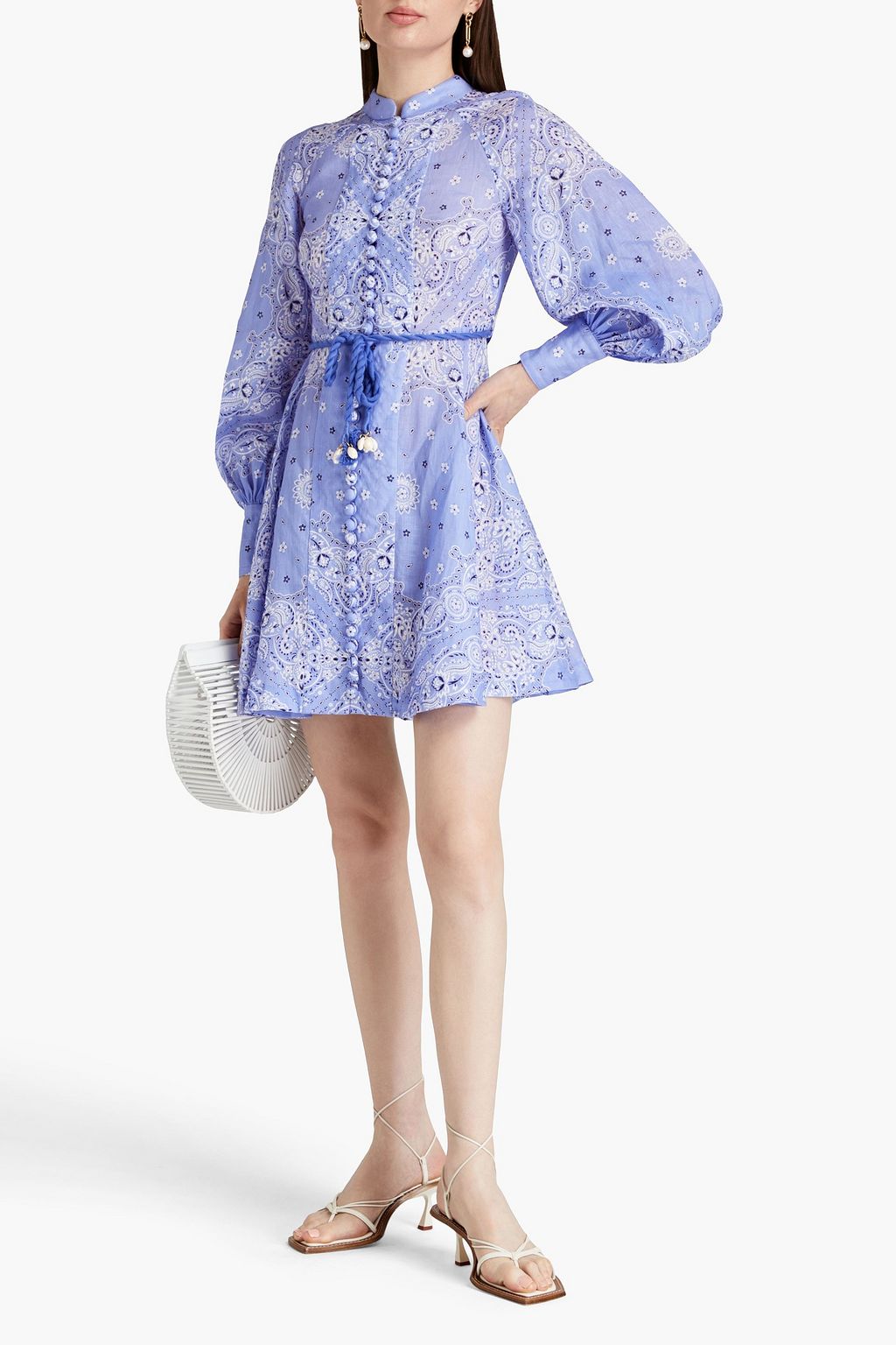 ZIMMERMANN Pleated paisley-print linen mini dress