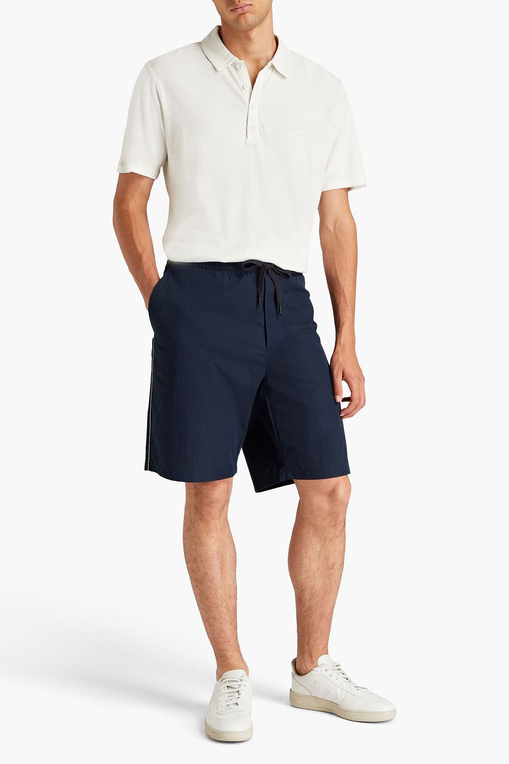 RAG & BONE Mercer linen and cotton-blend jersey polo shirt
