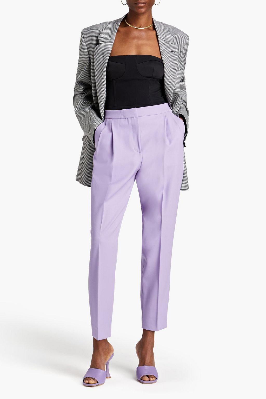 MOSCHINO Pleated crepe tapered pants