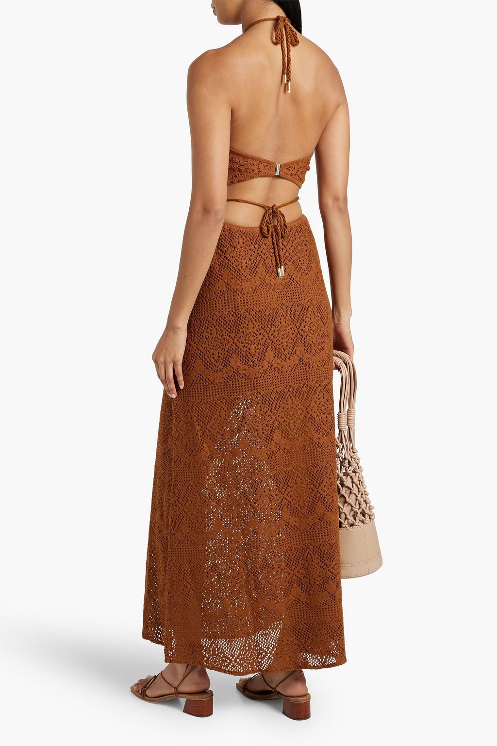 SIMKHAI Georgiana crocheted cotton-blend halterneck maxi dress