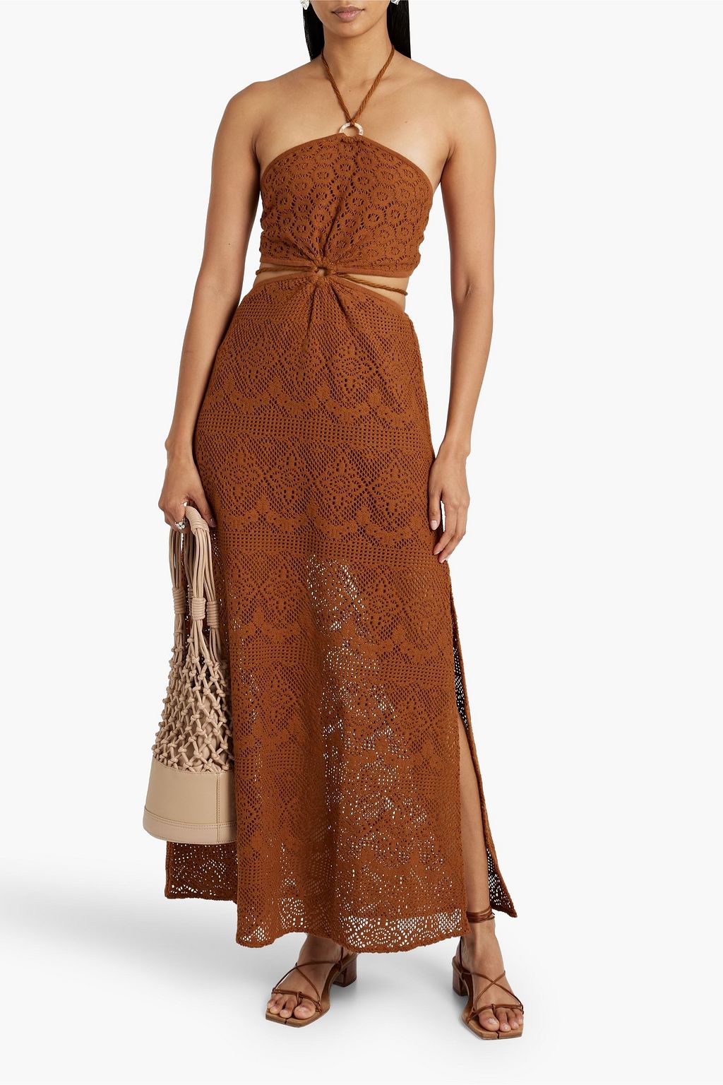 SIMKHAI Georgiana crocheted cotton-blend halterneck maxi dress