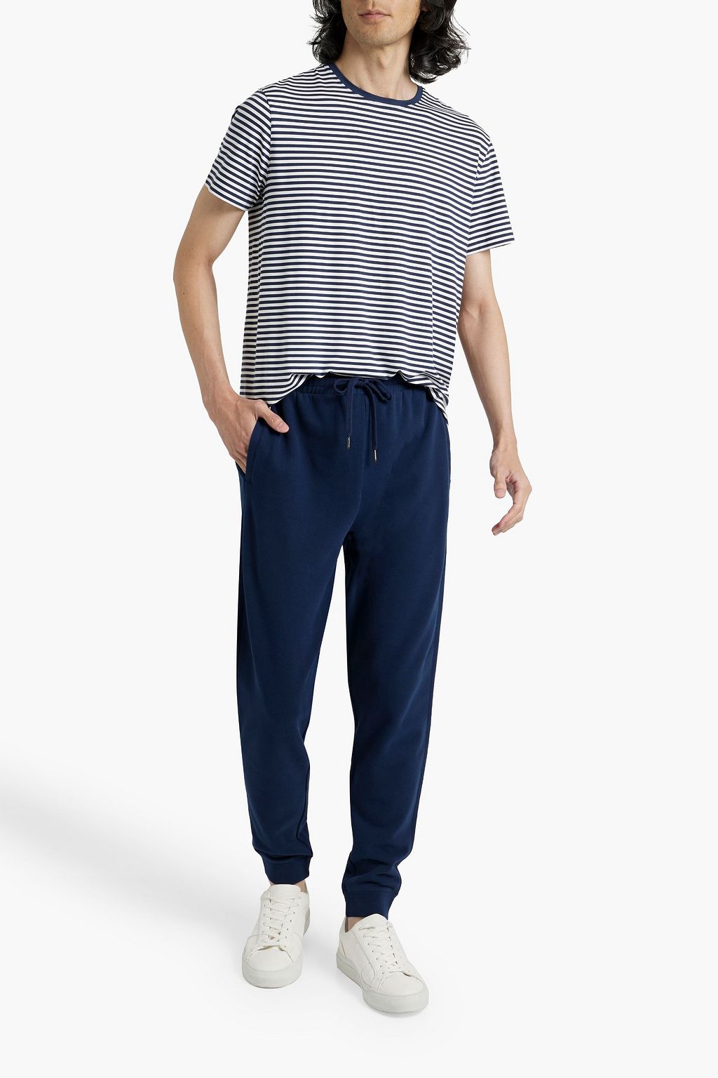 DEREK ROSE Alfie striped stretch-modal jersey T-shirt