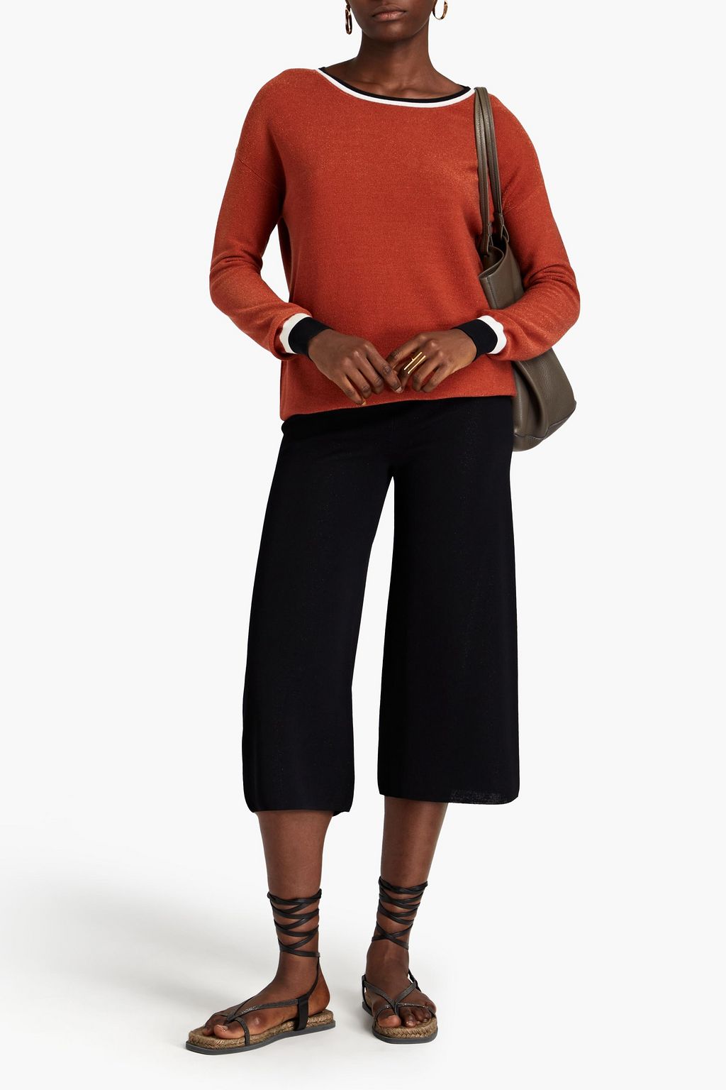 GENTRYPORTOFINO Cropped stretch-knit straight-leg pants