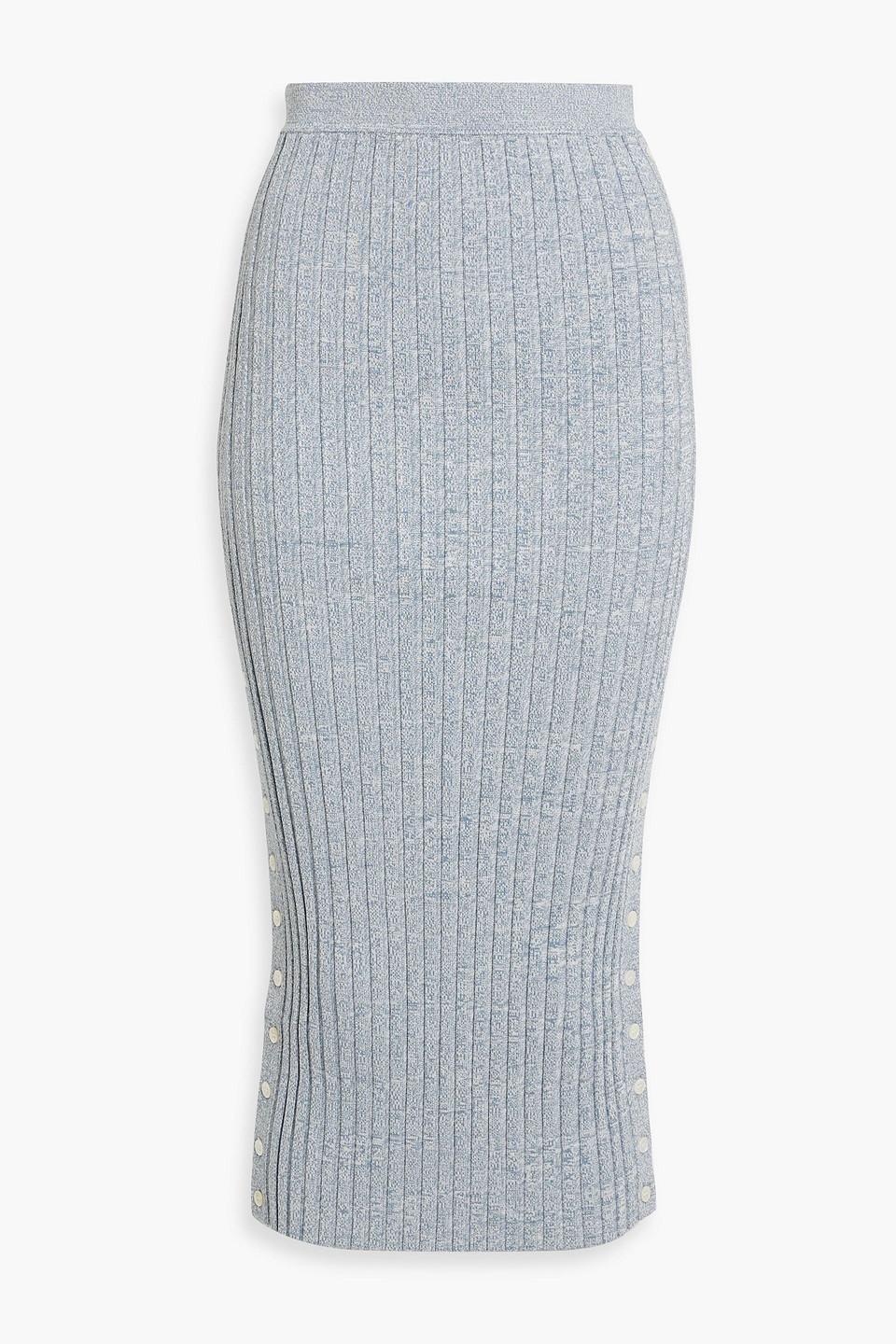 Ashton mélange ribbed-knit midi pencil skirt