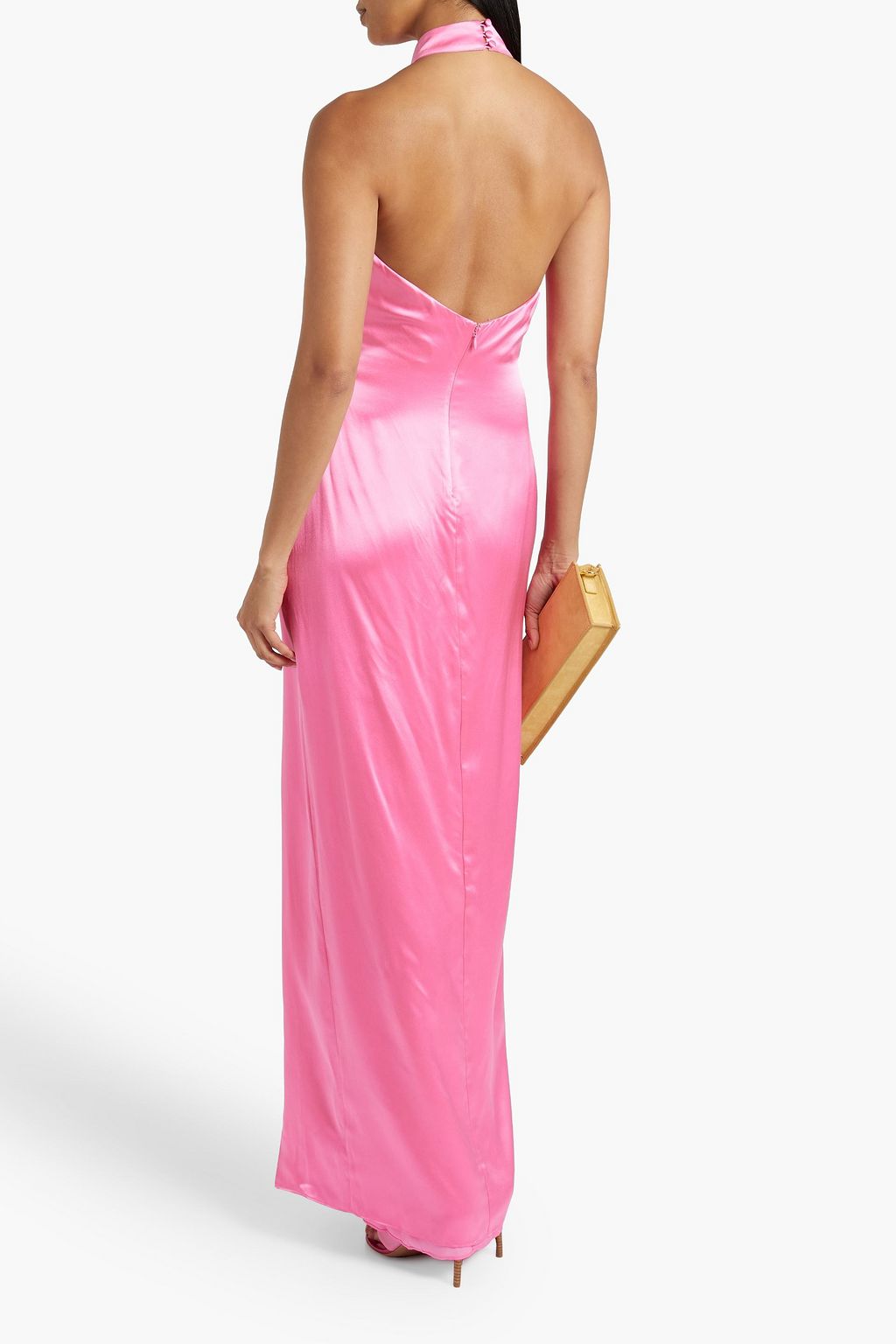 NICHOLAS Silk-satin halterneck gown