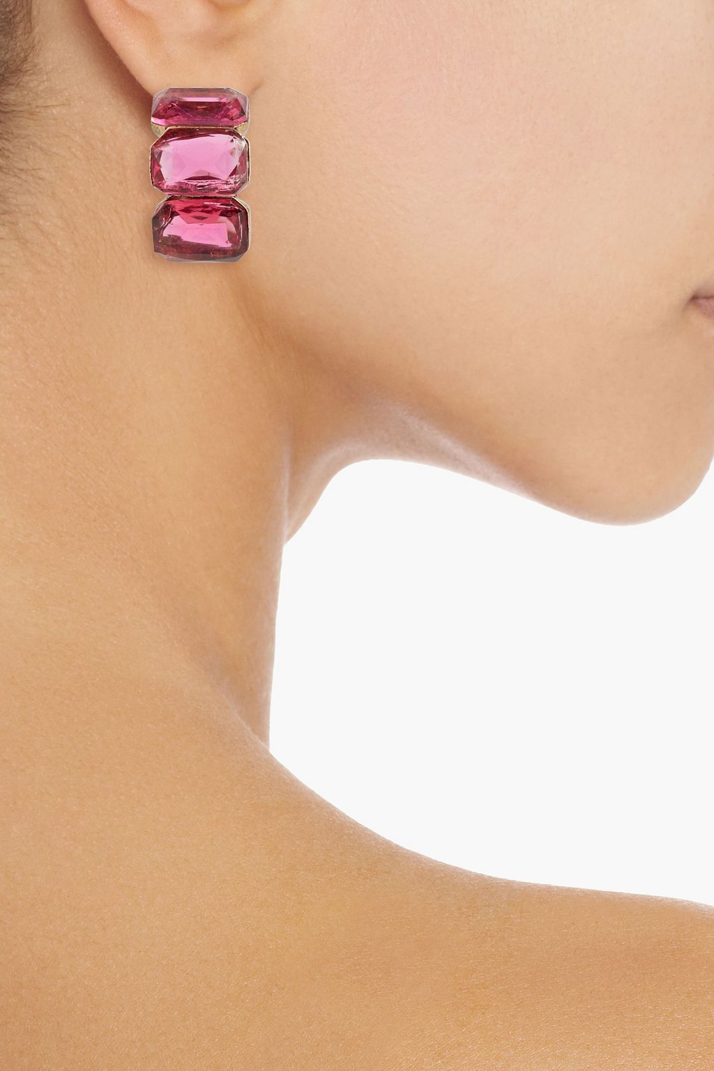 OSCAR DE LA RENTA Gold-tone crystal earrings