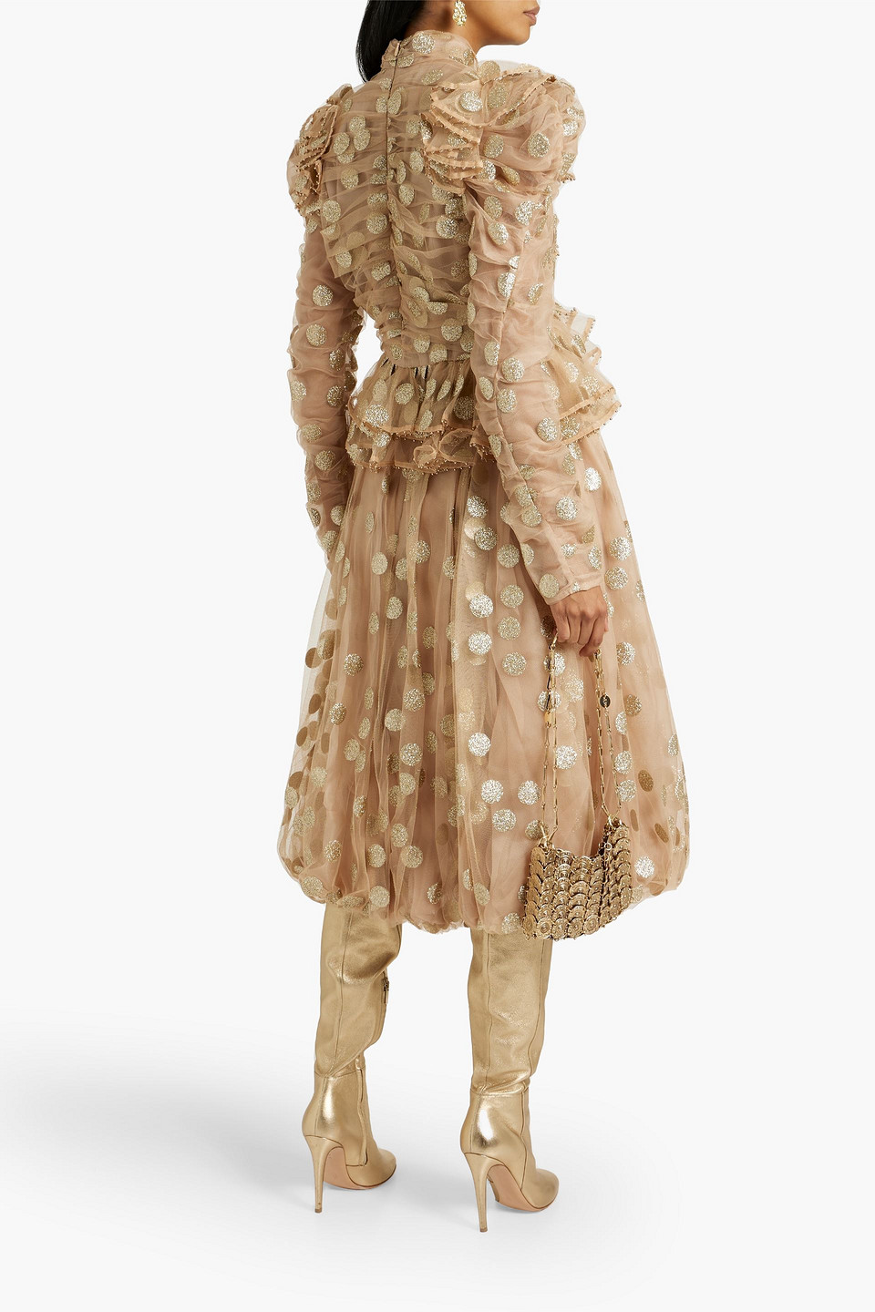 Zimmermann Glittered Polka-dot Tulle Skirt In Neutral