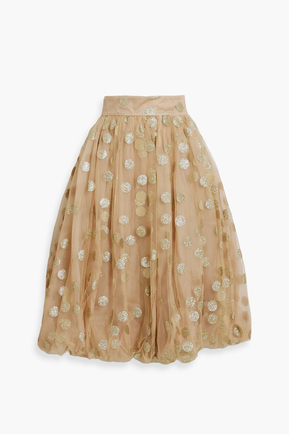 Zimmermann Glittered Polka-dot Tulle Skirt In Neutral