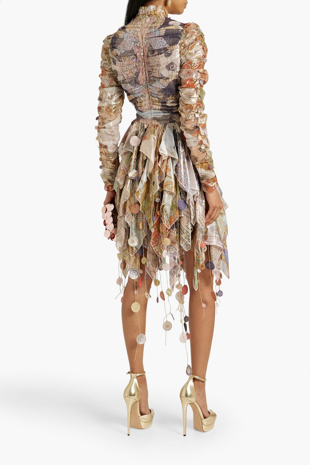 ZIMMERMANN Embellished metallic printed chiffon dress