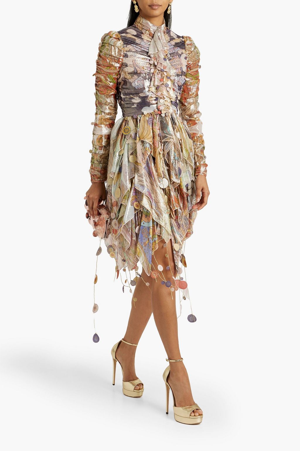 ZIMMERMANN Embellished metallic printed chiffon dress