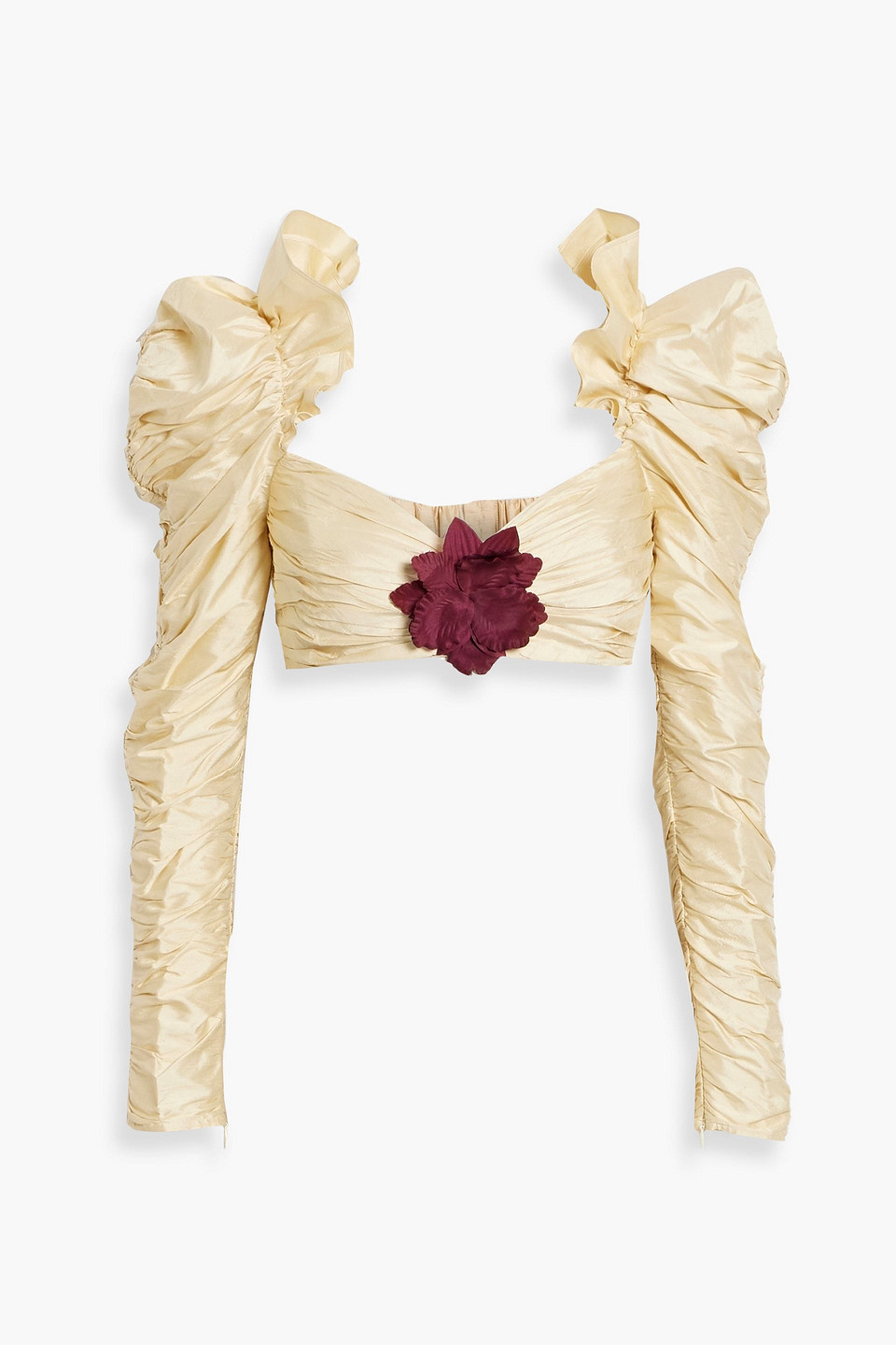 Zimmermann Cropped Oberteil Aus Shantung-seide In Knitteroptik In Beige