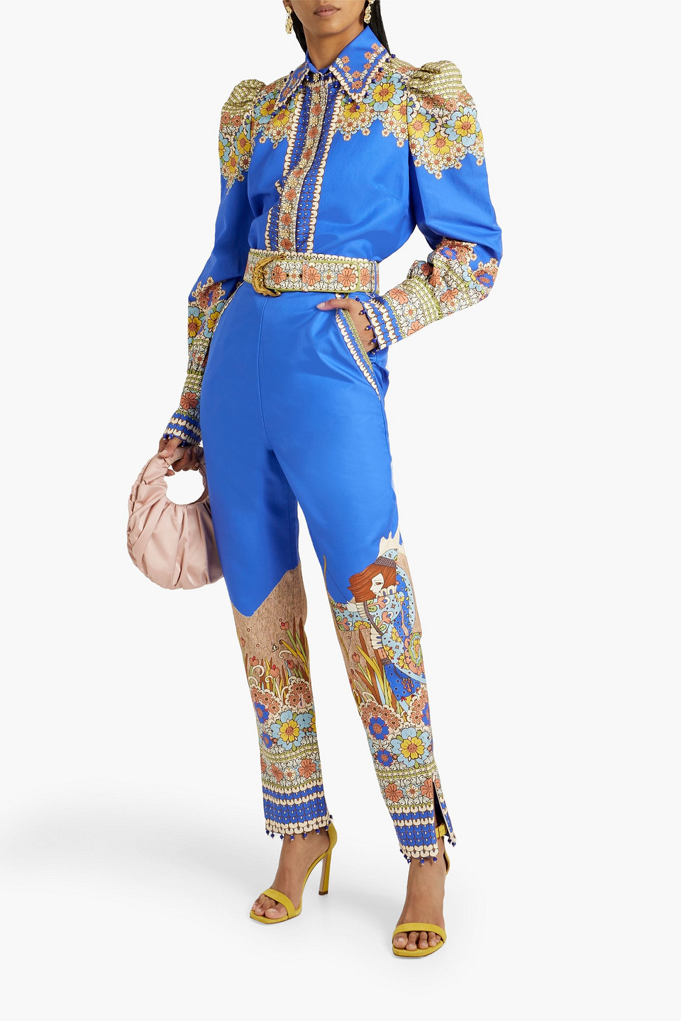Zimmermann Cosmic Zodiac Bedrucktes Hemd Aus Einer Baumwoll-seidenmischung Mit Verzierung In Azure