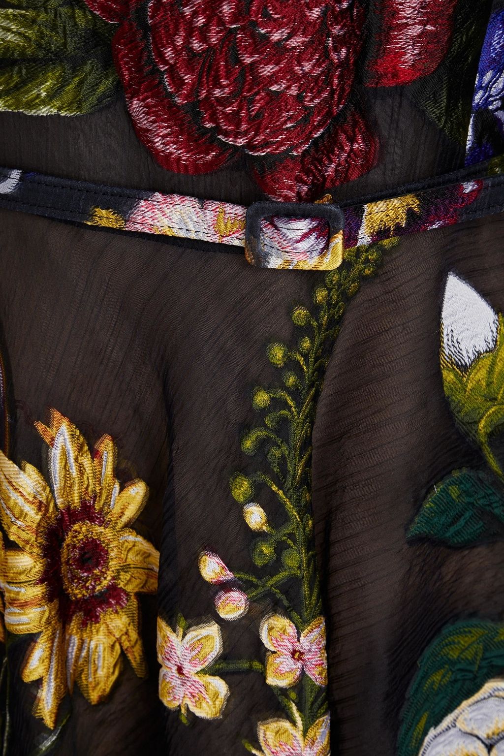 OSCAR DE LA RENTA Belted organza-jacquard dress
