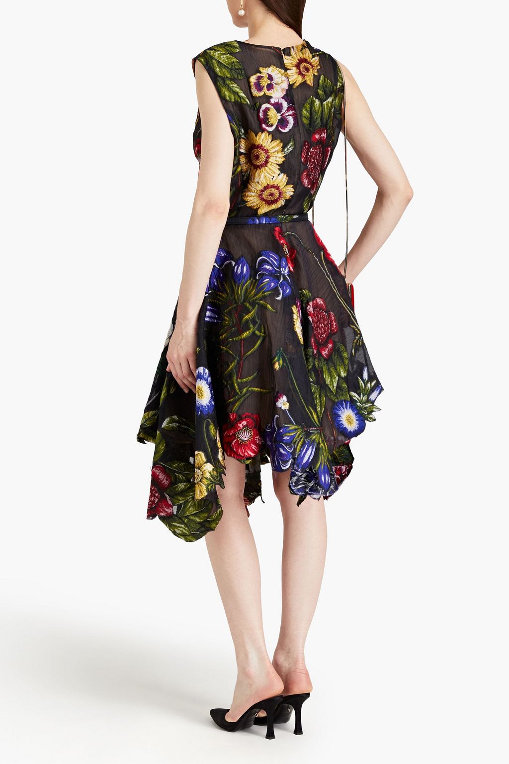OSCAR DE LA RENTA Belted organza-jacquard dress