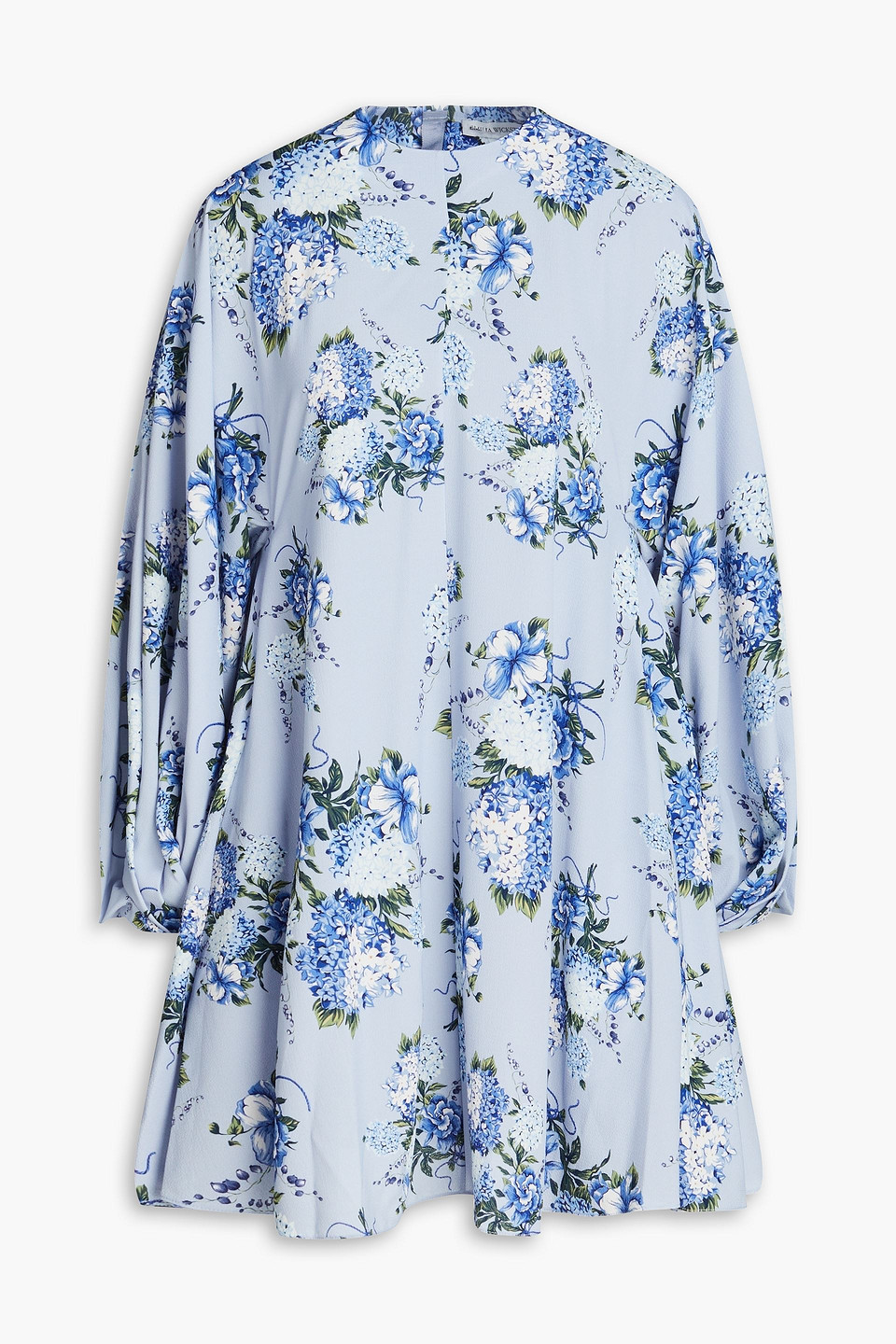 Emilia Wickstead - Pleated floral-print crepe mini dress - Blue - UK 14