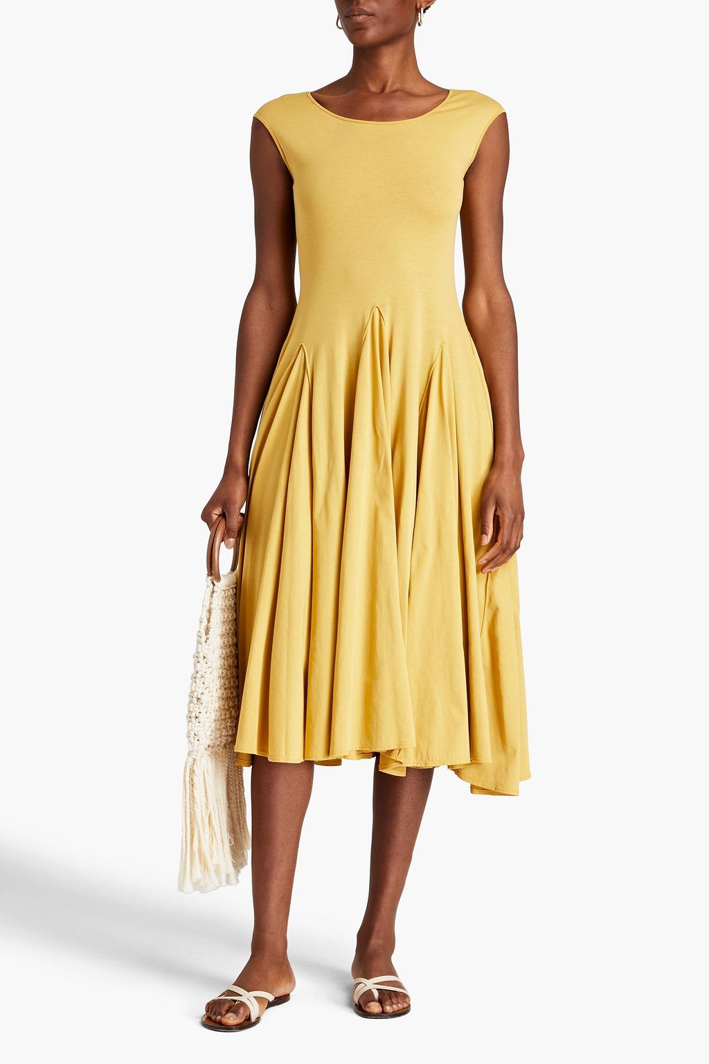 GENTRYPORTOFINO Pleated cottonjersey midi dress THE