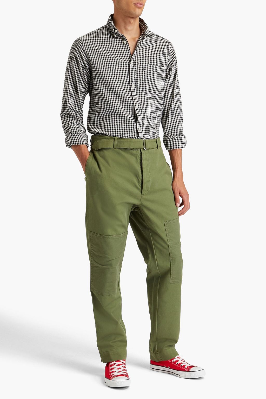 OFFICINE GÉNÉRALE Edouard belted cotton-blend twill pants