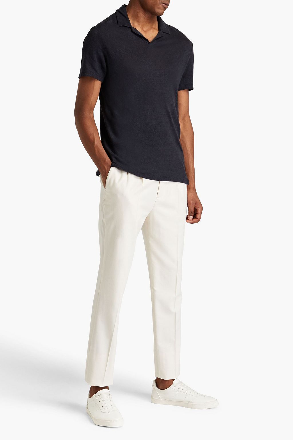 OFFICINE GÉNÉRALE Simon slub linen polo shirt