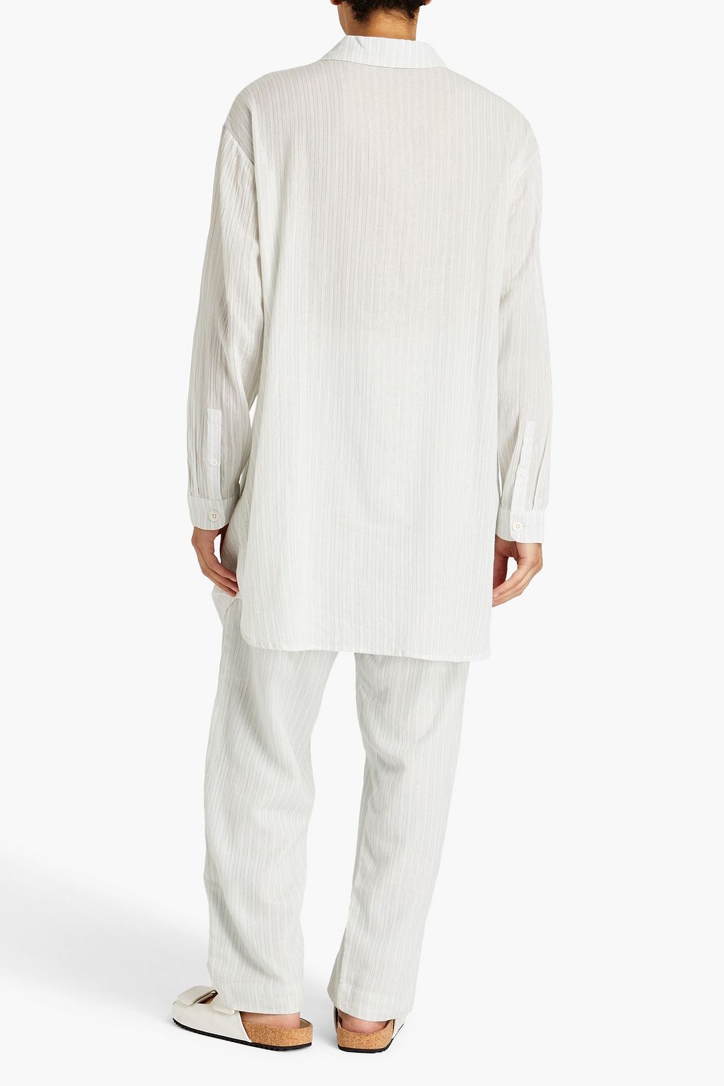 SMR DAYS Metallic striped cotton and lurex-blend gauze shirt
