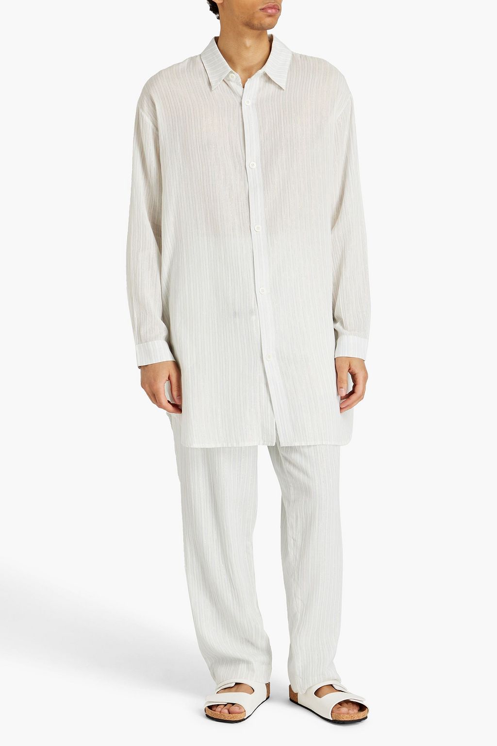 SMR DAYS Metallic striped cotton and lurex-blend gauze shirt