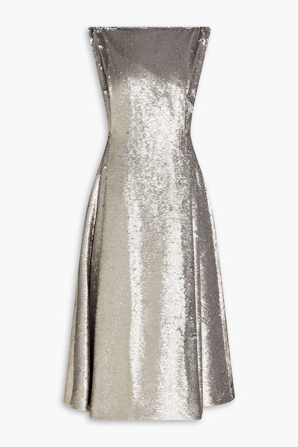 EMILIA WICKSTEAD PLEATED SEQUINED TULLE MIDI DRESS