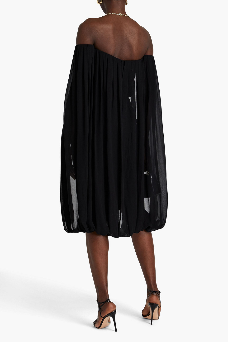 EMILIA WICKSTEAD MERE OFF-THE-SHOULDER PLEATED SILK-GEORGETTE MIDI DRESS 3074457345637162732
