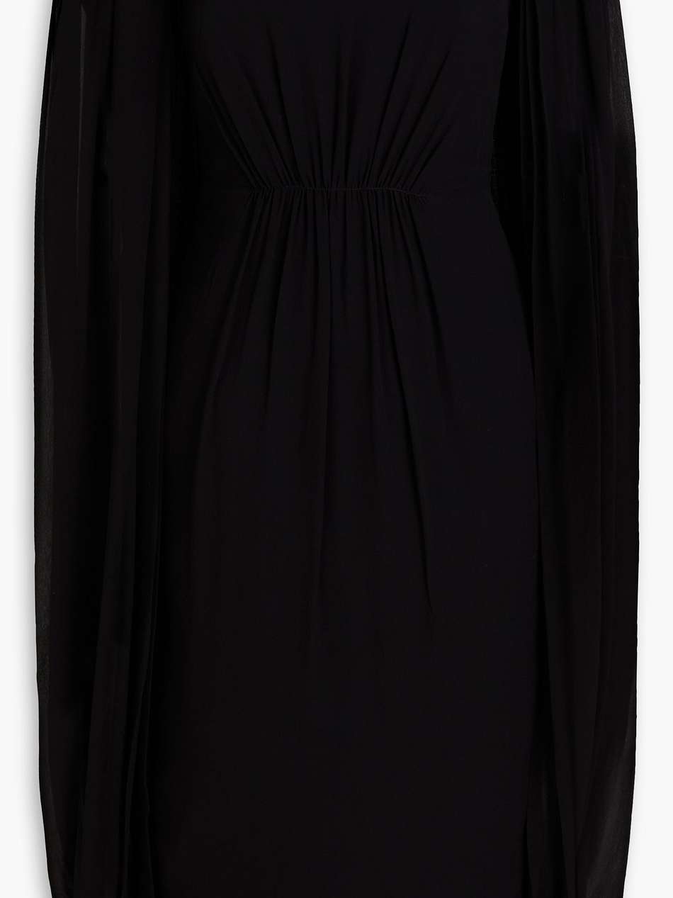 mere off-the-shoulder pleated silk-georgette midi dress