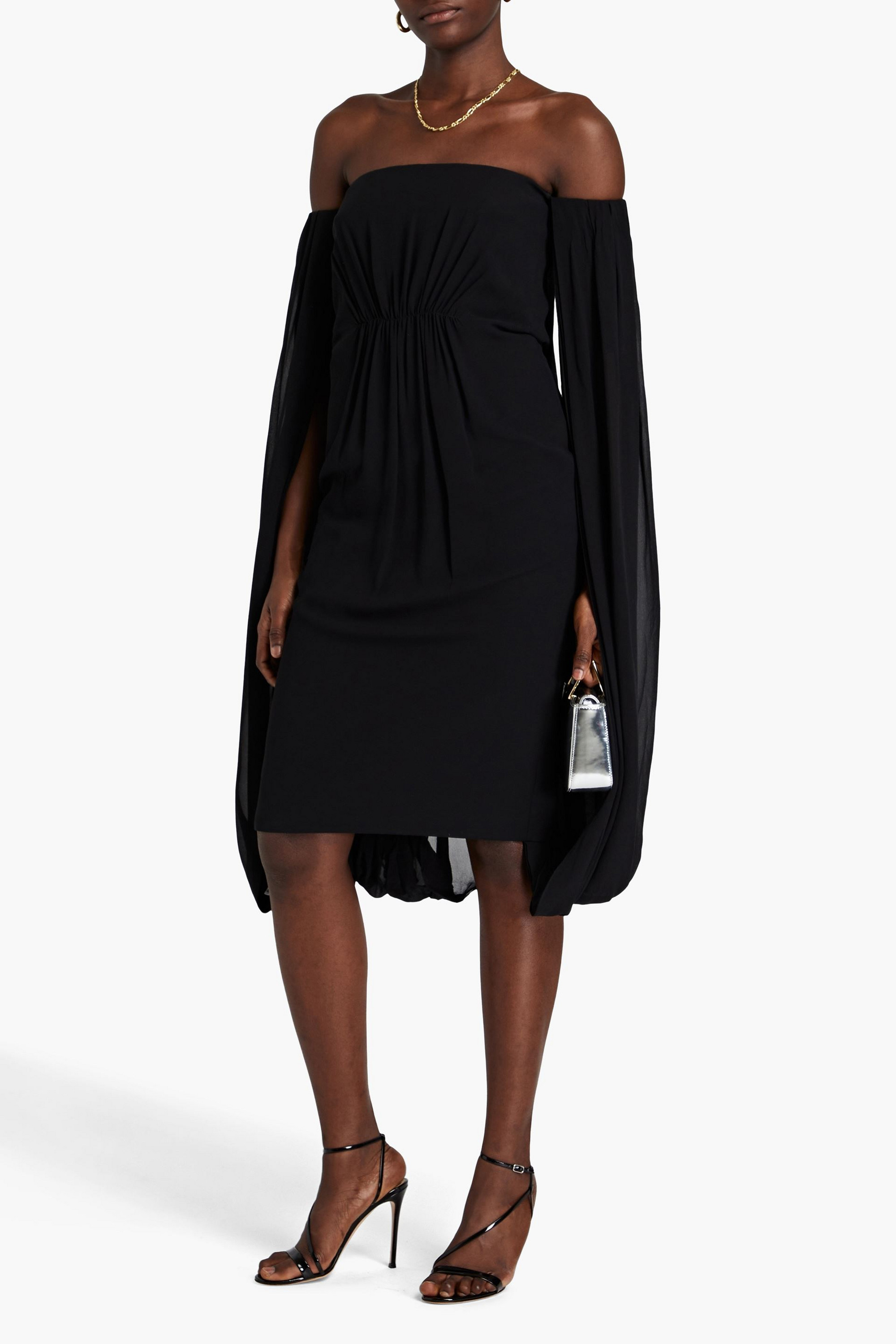 Emilia Wickstead Mere off-the-shoulder pleated silk-georgette midi dress