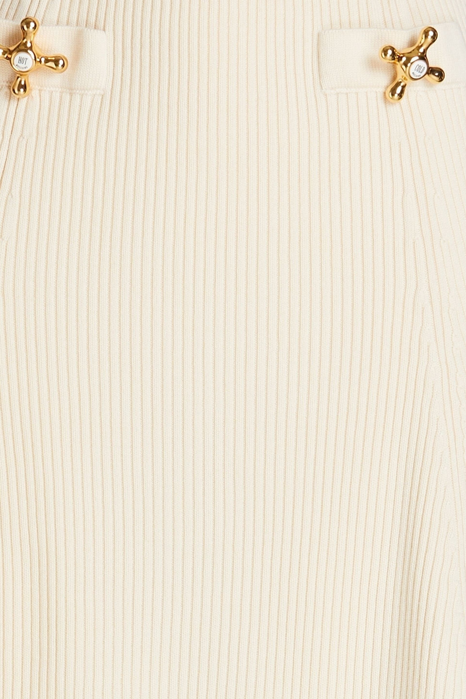 MOSCHINO EMBELLISHED RIBBED WOOL MINI SKIRT