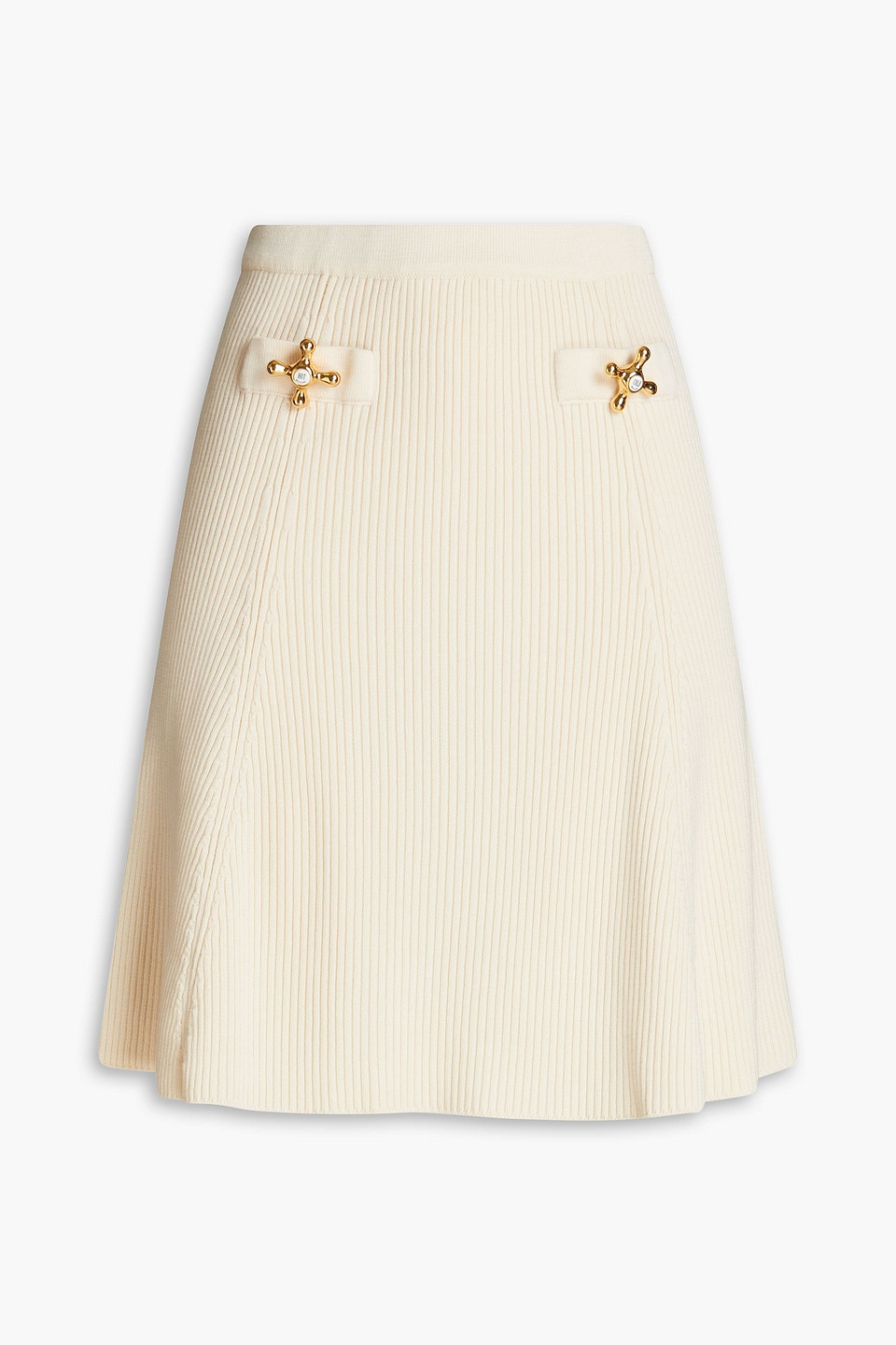 Moschino - Embellished ribbed wool mini skirt - White - IT 46