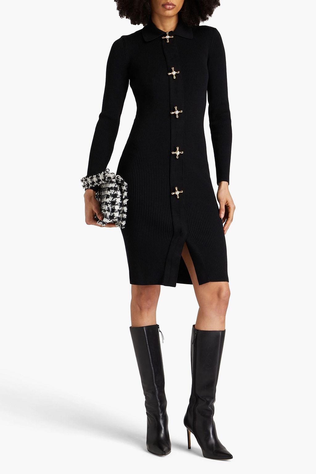 MOSCHINO Kleid aus gerippter Wolle mit Verzierung