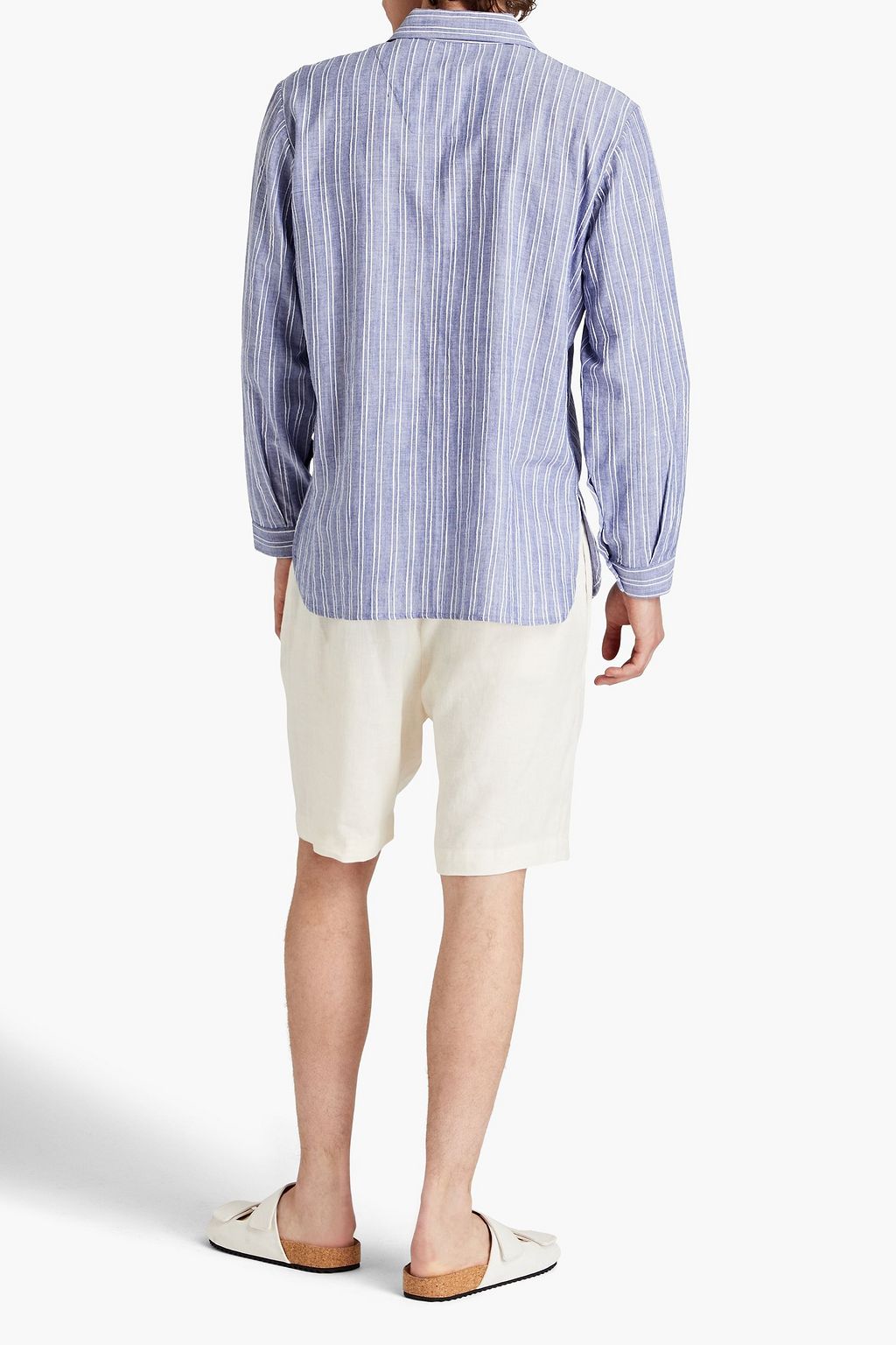 SMR DAYS Embroidered striped cotton-chambray shirt