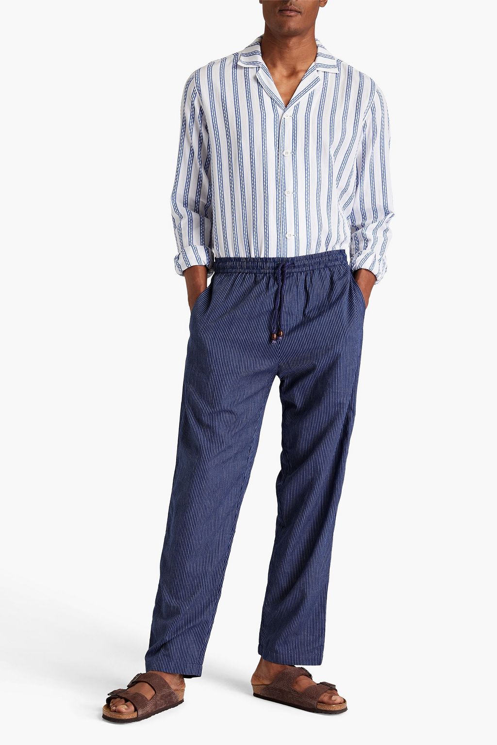 SMR DAYS Striped cotton-twill pants