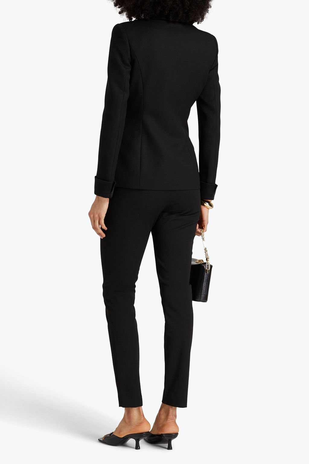 MOSCHINO Double-breasted satin-trimmed wool-twill blazer | THE OUTNET