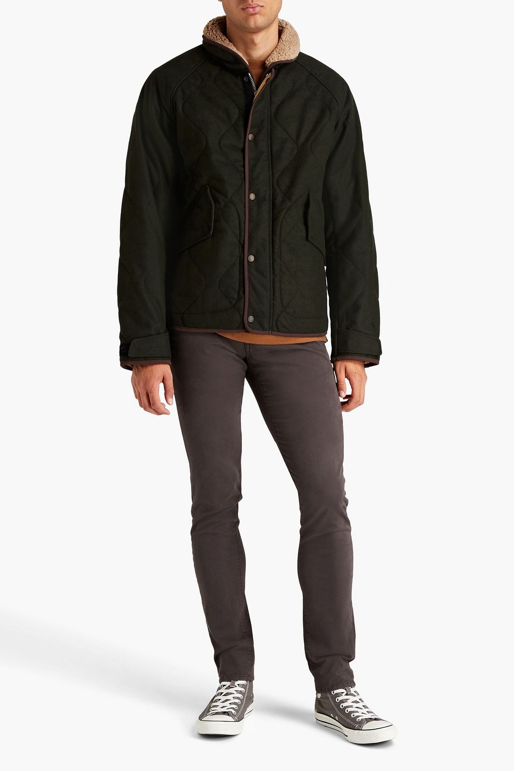 RAG & BONE Heywood faux shearlingtrimmed quilted felt jacket THE