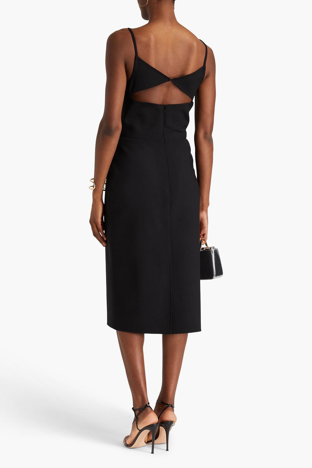 OSCAR DE LA RENTA 컷아웃 디테일 울 혼방 미디 드레스